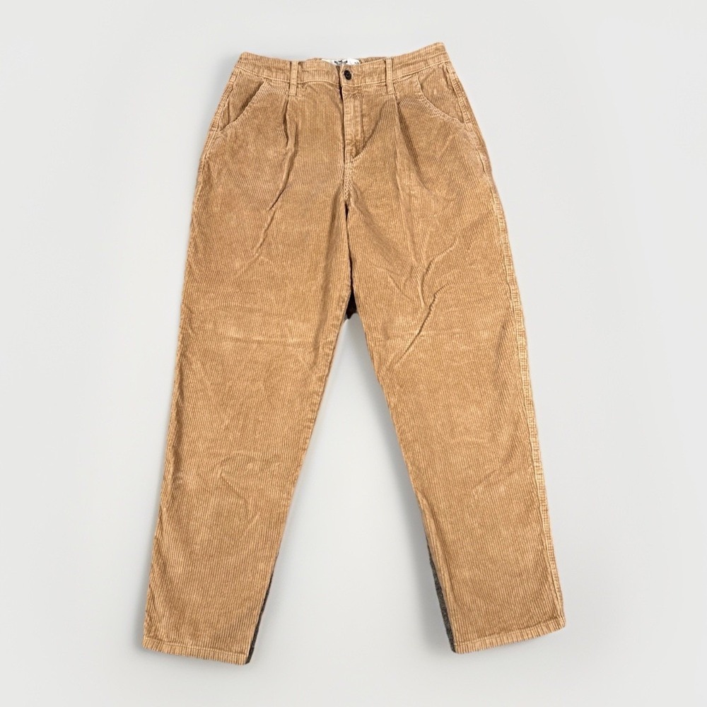 Hollister Corduroy Pants Womens 9‎ W29 Tan Ultra High Rise Pleated Tapered Leg